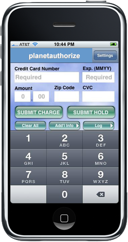 Accept all major credit cards anywhere and anytime with PlanetAuthorize and your iPhone